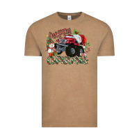 Vintage Coffee Merry Christmas Monster Truck Vintage Tee - MaliasSmallBusiness
