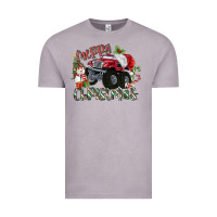 Vintage Zinc Merry Christmas Monster Truck Vintage Tee - MaliasSmallBusiness