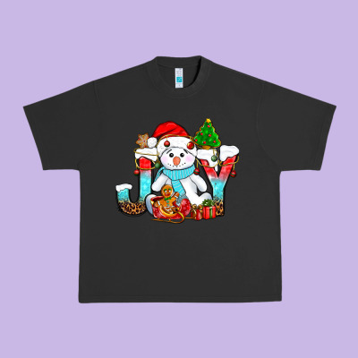 Joy Christmas With Snowman Bbs Urban Heavy Tee Designed By Bundleandbundleshop