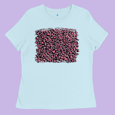 Pink Leopard With Pink Glitter Ladies Tee Designed By Artiststas