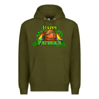 Army Green St. Patrick's Day Basketball Premium Hoodie - HowdyJamesFarm