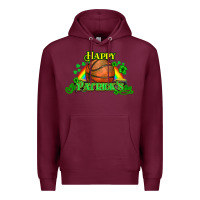 Burgundy St. Patrick's Day Basketball Premium Hoodie - HowdyJamesFarm