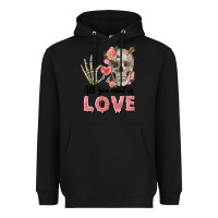Black Skull all you need is love Heavyweight Hoodie - FaDigitalArtStudio