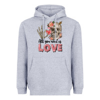 Skull All You Need Is Love Heavyweight Hoodie | Teevron