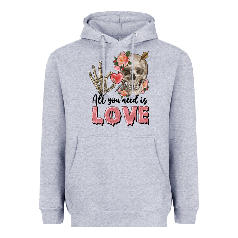 Skull All You Need Is Love Heavyweight Hoodie by FaDigitalArtStudio | Teevron