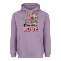Lavender Skull all you need is love Heavyweight Hoodie - FaDigitalArtStudio