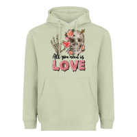 Matcha Skull all you need is love Heavyweight Hoodie - FaDigitalArtStudio
