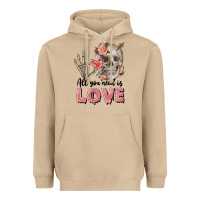 Mushroom Skull all you need is love Heavyweight Hoodie - FaDigitalArtStudio