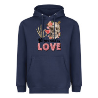 Navy Skull all you need is love Heavyweight Hoodie - FaDigitalArtStudio