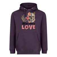 Plum Skull all you need is love Heavyweight Hoodie - FaDigitalArtStudio