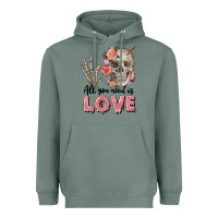 Sage Skull all you need is love Heavyweight Hoodie - FaDigitalArtStudio