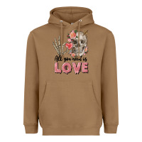 Toasted Coconut Skull all you need is love Heavyweight Hoodie - FaDigitalArtStudio
