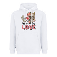 White Skull all you need is love Heavyweight Hoodie - FaDigitalArtStudio