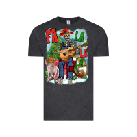 Vintage Black Fa la la la skeleton farm Vintage Tee - NancyCooperArtShop
