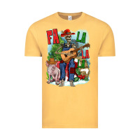 Vintage Mustard Fa la la la skeleton farm Vintage Tee - NancyCooperArtShop