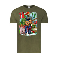 Vintage Olive Fa la la la skeleton farm Vintage Tee - NancyCooperArtShop