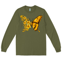 Army Green childhood cancer butterfly Long Sleeve Tee - Jasminsmagicworld