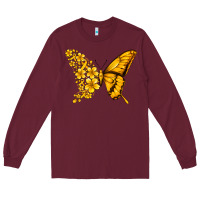 Burgundy childhood cancer butterfly Long Sleeve Tee - Jasminsmagicworld