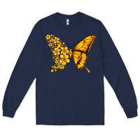 Navy childhood cancer butterfly Long Sleeve Tee - Jasminsmagicworld
