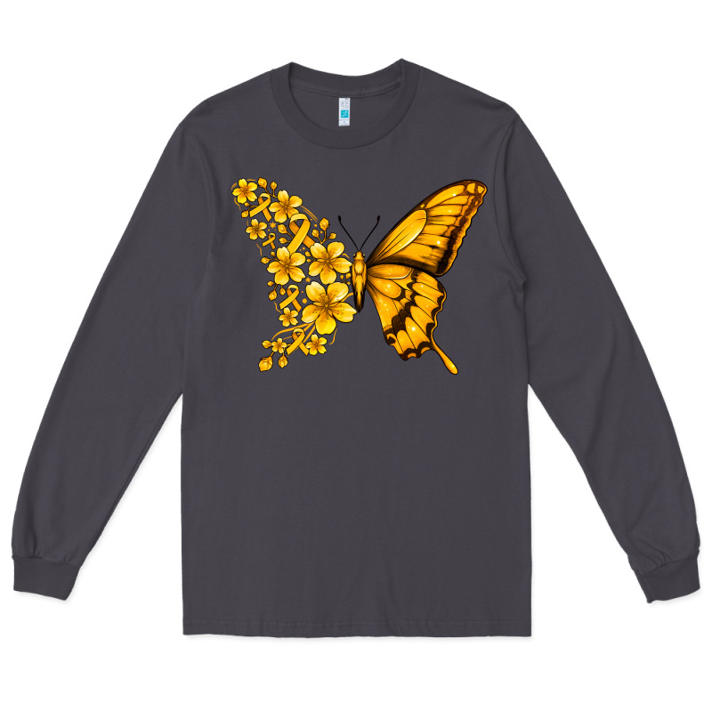 Childhood Cancer Butterfly Long Sleeve Tee by Jasminsmagicworld | Teevron