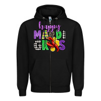 Black happy mardi gras Zipper Hoodie - CowGirlArtShop