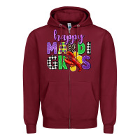 Burgundy happy mardi gras Zipper Hoodie - CowGirlArtShop
