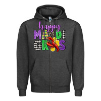 Charcoal Heather happy mardi gras Zipper Hoodie - CowGirlArtShop