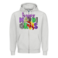 Dove Grey happy mardi gras Zipper Hoodie - CowGirlArtShop