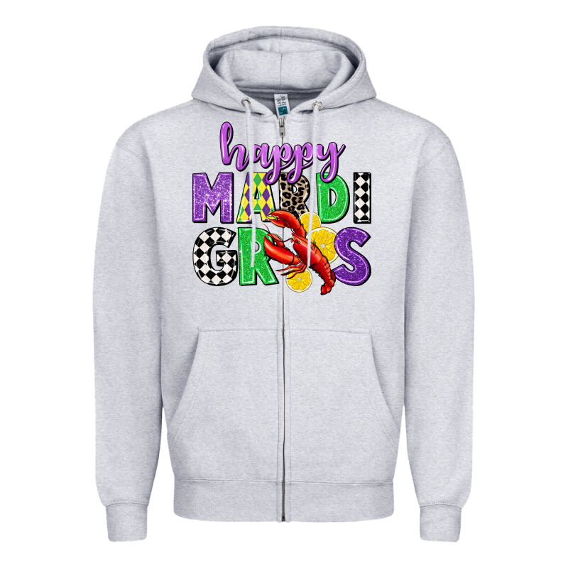 Happy Mardi Gras Zipper Hoodie by CowGirlArtShop | Teevron