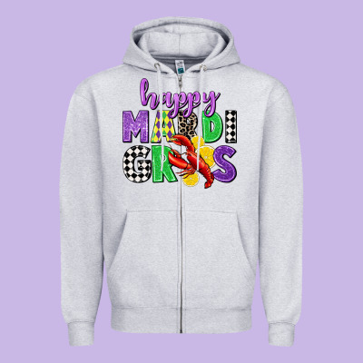Happy Mardi Gras Zipper Hoodie Designed By Cowgirlartshop