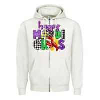 Oatmeal Heather happy mardi gras Zipper Hoodie - CowGirlArtShop