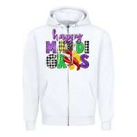 White happy mardi gras Zipper Hoodie - CowGirlArtShop