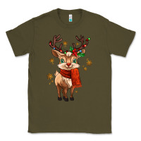 Army Green reindeer in christmas Classic Tee - MaliasSmallBusiness
