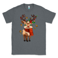 Charcoal Heather reindeer in christmas Classic Tee - MaliasSmallBusiness