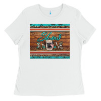 White show mom aztec cowhide leopard heifer Ladies Tee - Artiststas