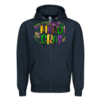 Navy little miss mardi gras Zipper Hoodie - CowGirlArtShop