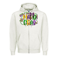 Oatmeal Heather little miss mardi gras Zipper Hoodie - CowGirlArtShop