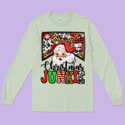 Christmas Junkie Santa Claus Long Sleeve Tee Designed By Jasminsmagicworld