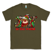 Army Green joy to the world christmas deer Classic Tee - MaliasSmallBusiness