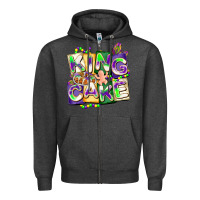 Charcoal Heather king cake mardi gras Zipper Hoodie - CowGirlArtShop