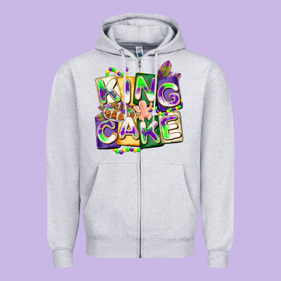 King Cake Mardi Gras Zipper Hoodie Designed By Cowgirlartshop