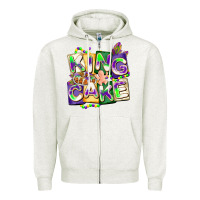 Oatmeal Heather king cake mardi gras Zipper Hoodie - CowGirlArtShop