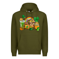 Army Green St. Patricks coffee cups Premium Hoodie - HowdyJamesFarm