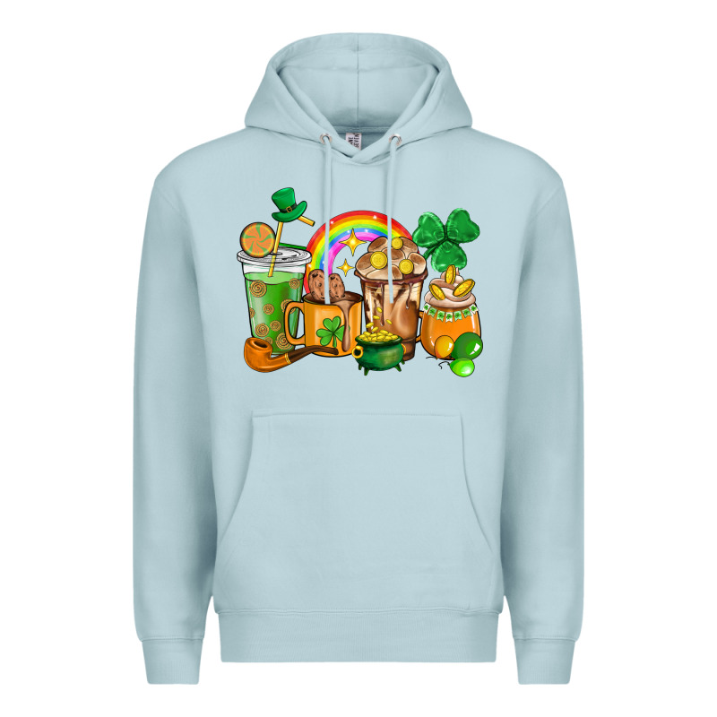 St. Patricks Coffee Cups Premium Hoodie by HowdyJamesFarm | Teevron