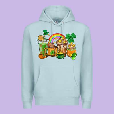 St. Patricks Coffee Cups Premium Hoodie Designed By Howdyjamesfarm