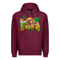 Burgundy St. Patricks coffee cups Premium Hoodie - HowdyJamesFarm