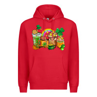 Red St. Patricks coffee cups Premium Hoodie - HowdyJamesFarm