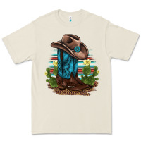 Bone western boots and hat cactus leopard serape pattern Premium Tee - BarkalooDesign