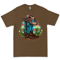 Cacao western boots and hat cactus leopard serape pattern Premium Tee - BarkalooDesign