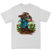 Dove Grey western boots and hat cactus leopard serape pattern Premium Tee - BarkalooDesign